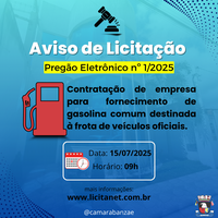 AVISO DE LICITAÇÃO – PREGÃO ELETRÔNICO Nº 01/2025