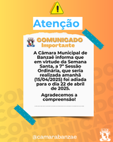 Comunicado - Sessão adiada 
